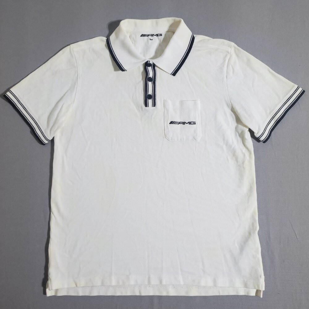 Mercedes-Benz AMG knit polo shirt men's size EU L / US M white & black